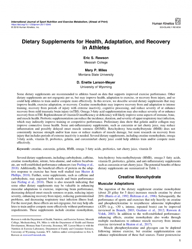 論文『国際運動栄養代謝学誌 : アスリートの健康、運動応用、回復の為のサプリメント』